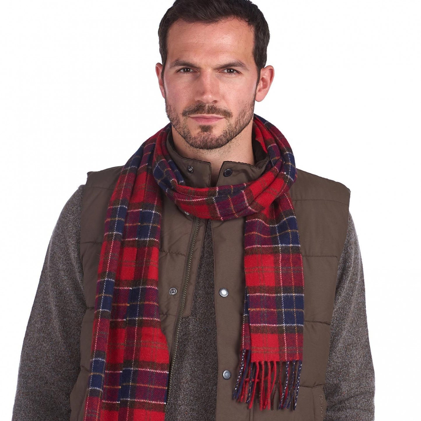 Barbour Tartan Lambswool Scarf RED