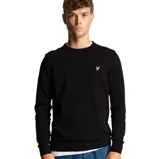 Maglione Lyle e Scott Crewneck Cotton Merino Jumpe NERO