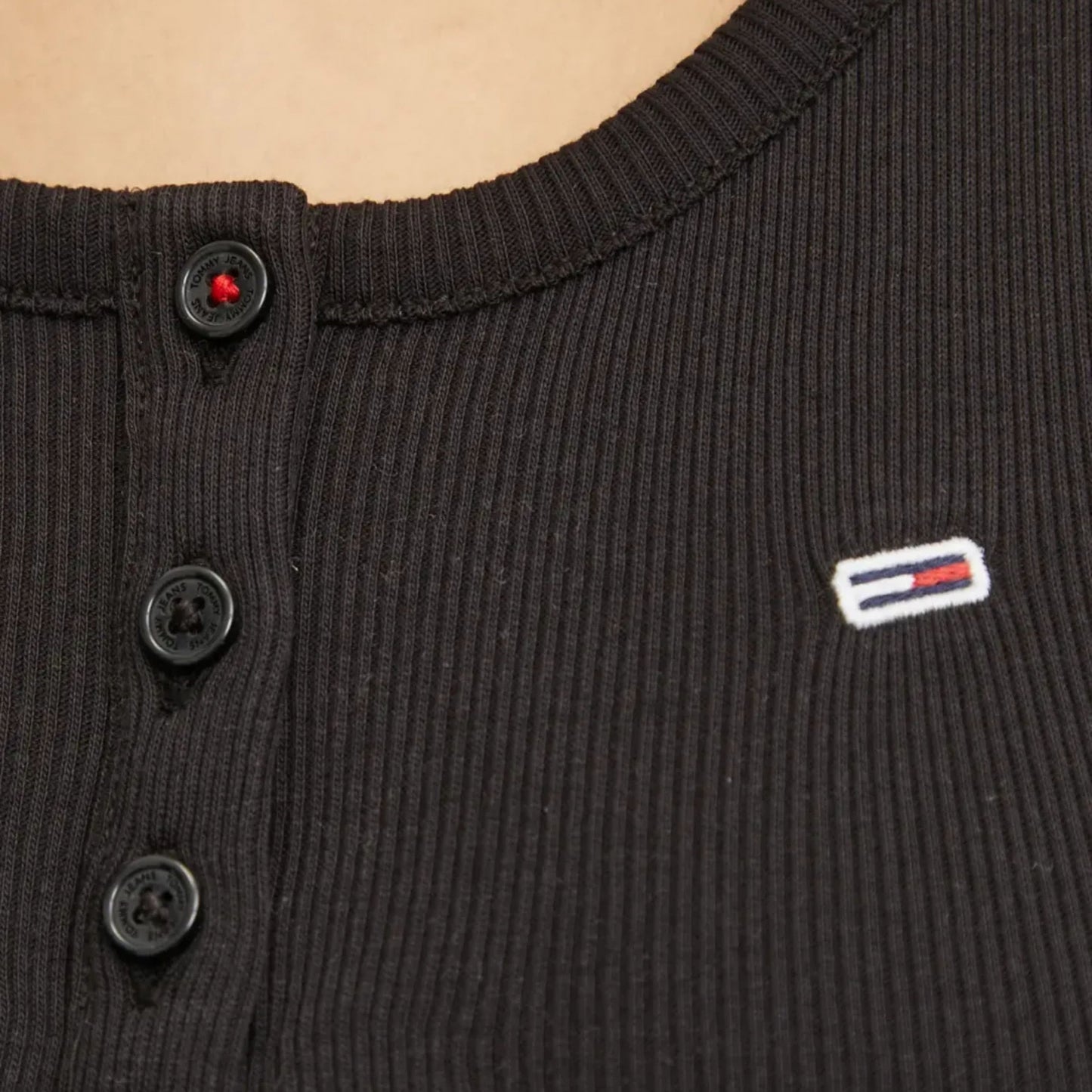 Top Tommy Jeans Slim Button Tank NERO