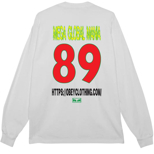 Maglietta Obey Mega Global Mania Tee LS BIANCO