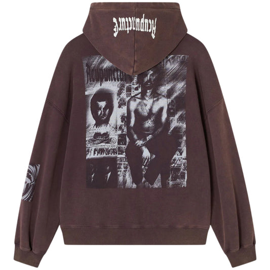 Felpa Acupuncture Punker Zip Hoodie MARRONE