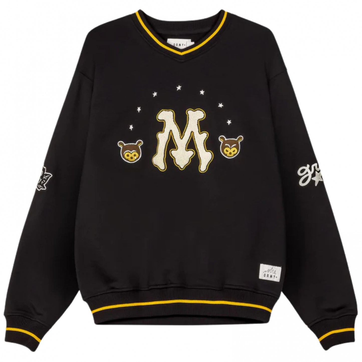 Felpa Grimey V Neck Vintage Crewneck NERO