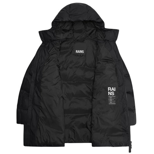 Giubbino Rains Alta Long Puffer Cargo Jacket NERO