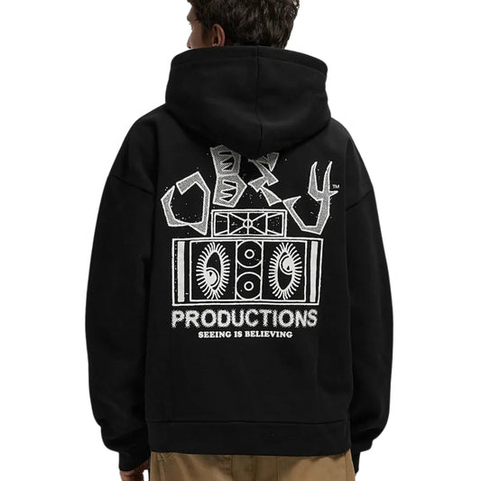 Felpa Obey Productions Extra Heavy Hood Fleece NERO