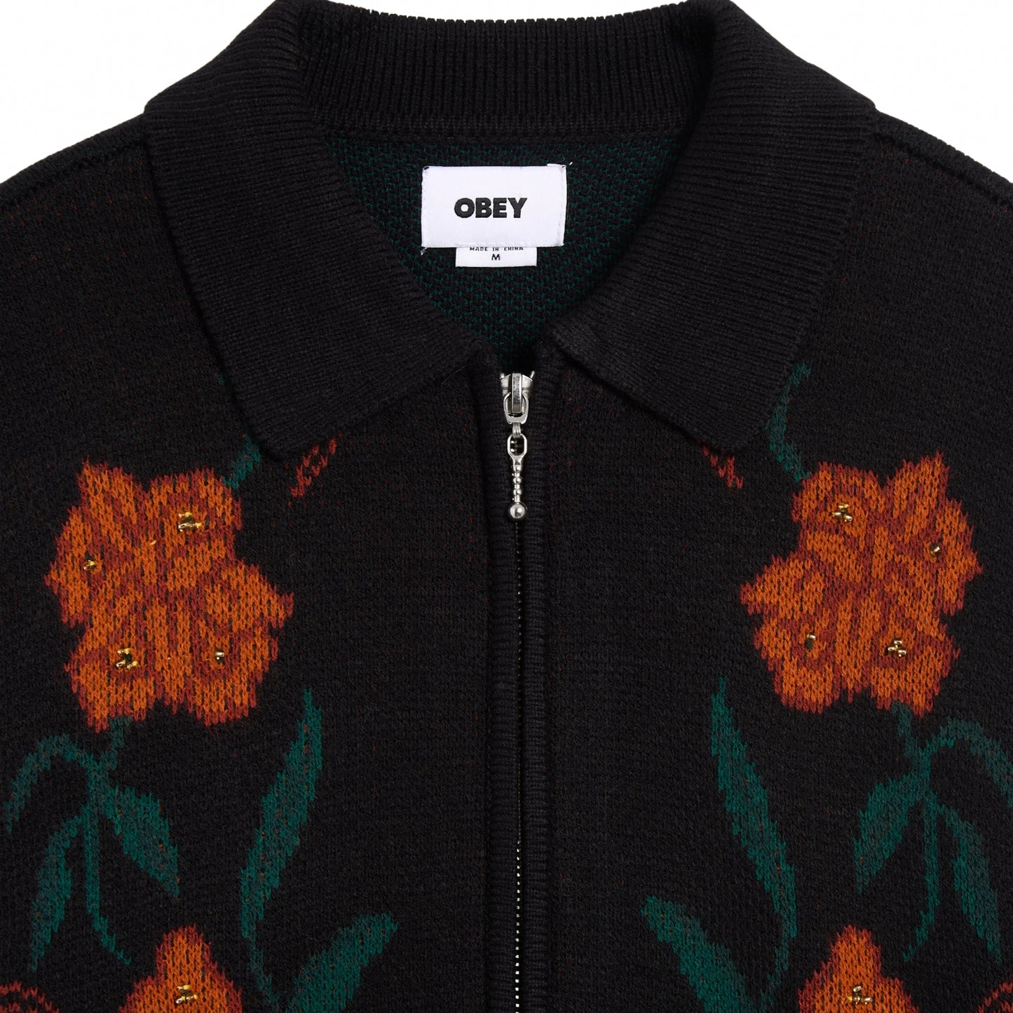 Cardigan Obey Floral Zip Cardigan NERO