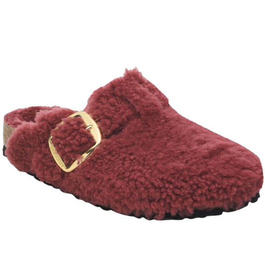Sandalo Birkenstock Boston Big Buckle Shearling ROSSO