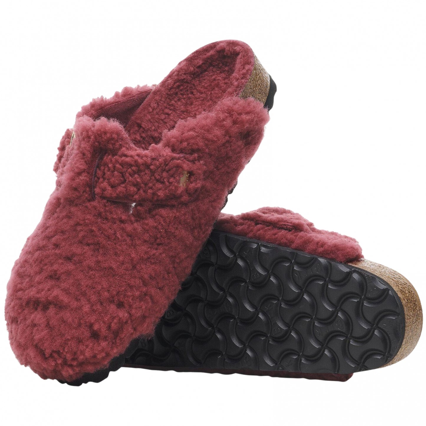 Sandalo Birkenstock Boston Big Buckle Shearling ROSSO