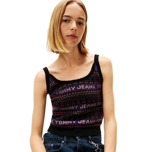 Top Tommy Jeans Fairisle Cami NERO