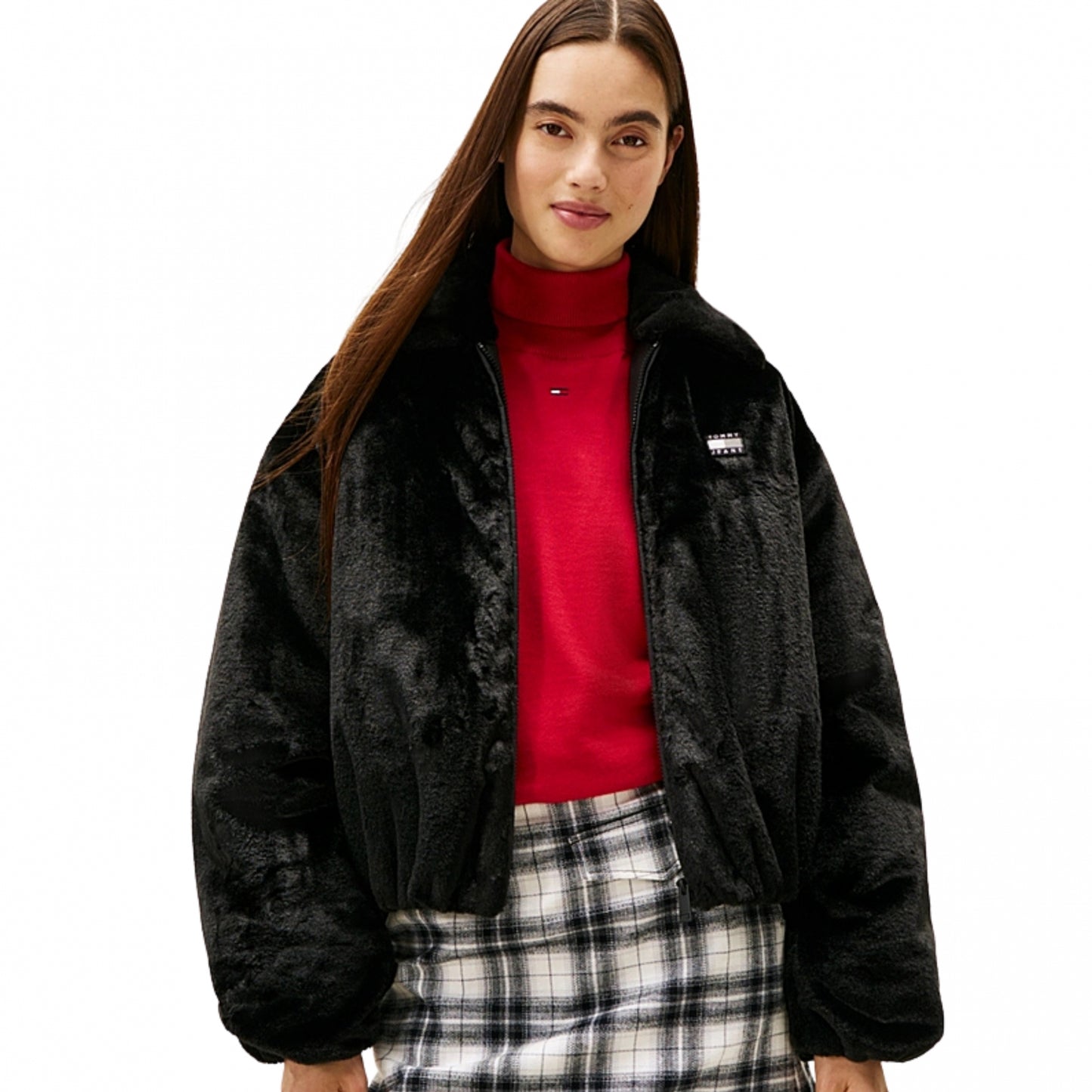 Giubbino Tommy Jeans Faux Fur Bomber NERO