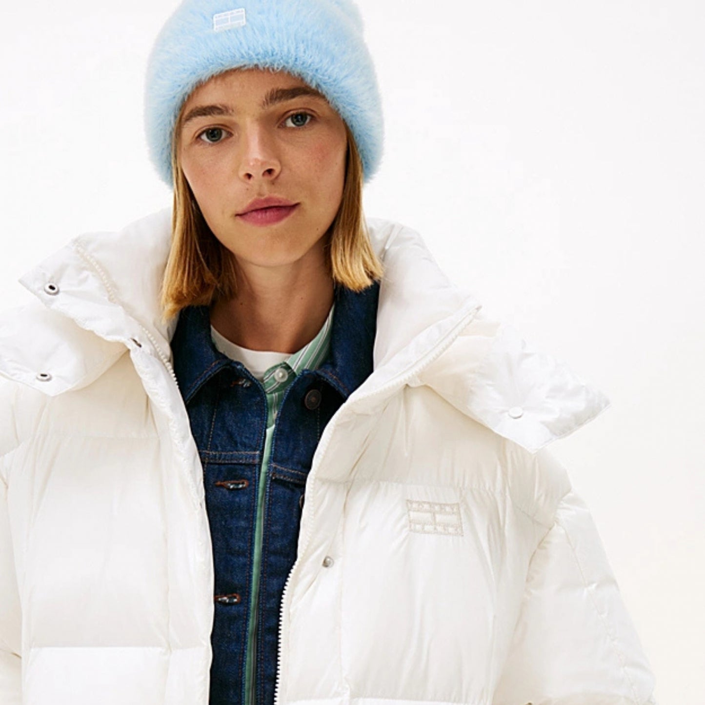 Cappotto Tommy Jeans Alaska Grid Shiny Down Puffer BIANCO