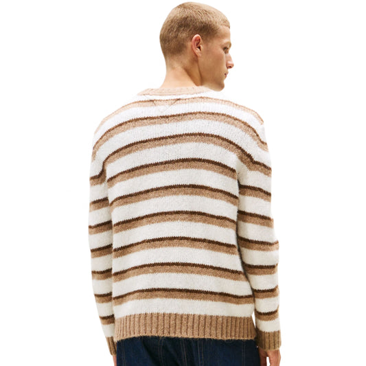 Felpa Tommy Jeans Regular Brushed Stripe Badge Swe BEIGE