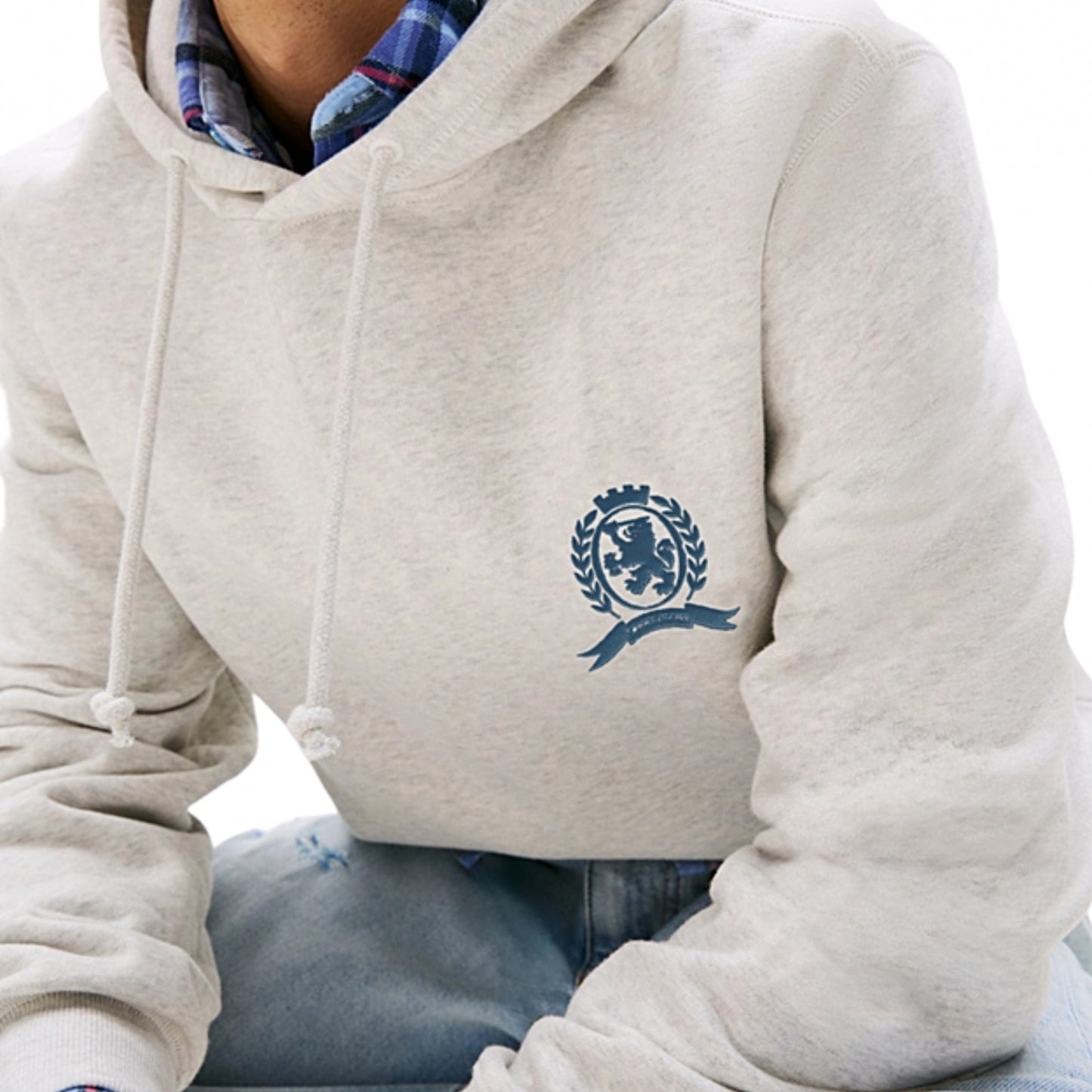 Felpa Tommy jeans Regular Washed Crest Play Hoodie GRIGIO