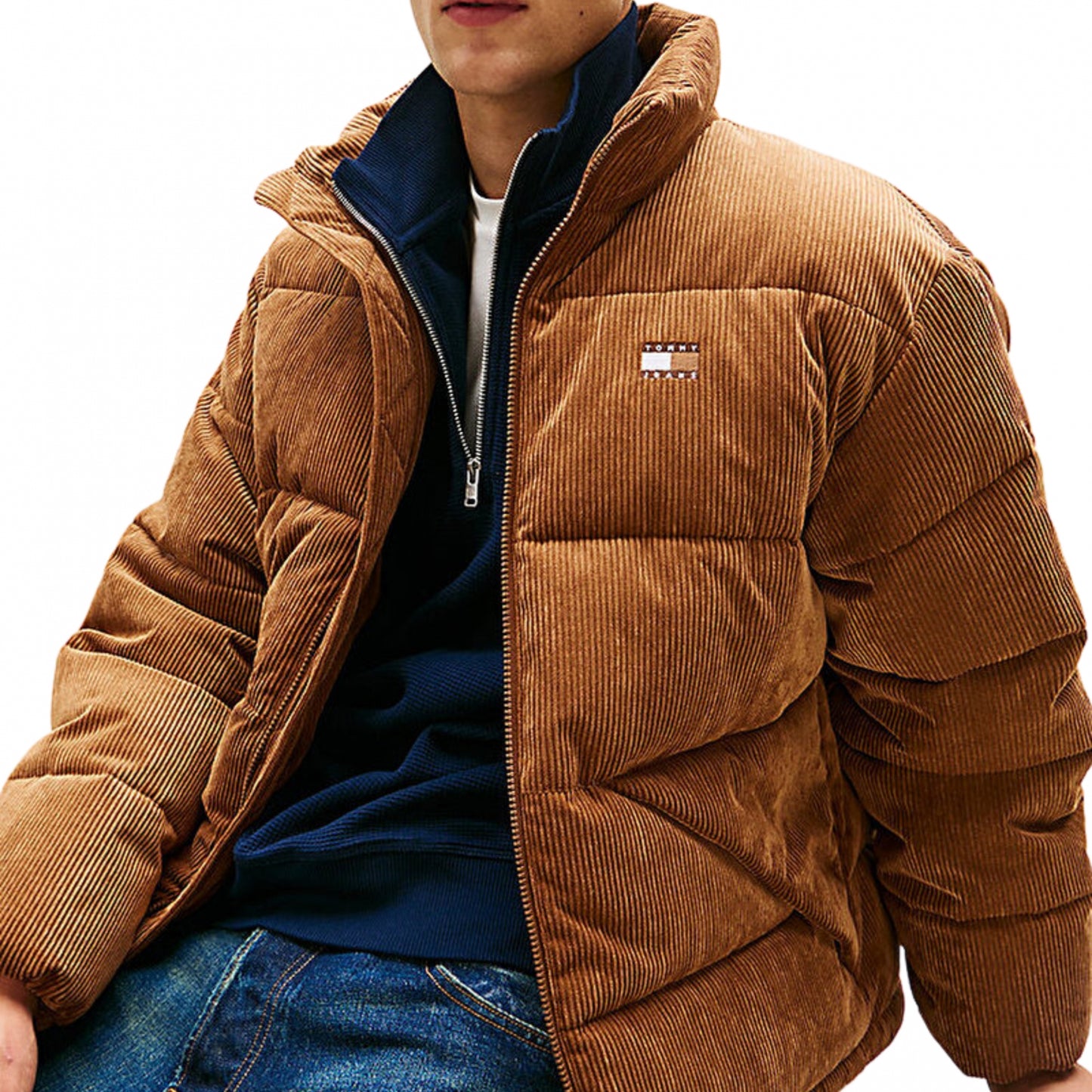 Giubbino Tommy Jeans Vail Cord Puffer MARRONE