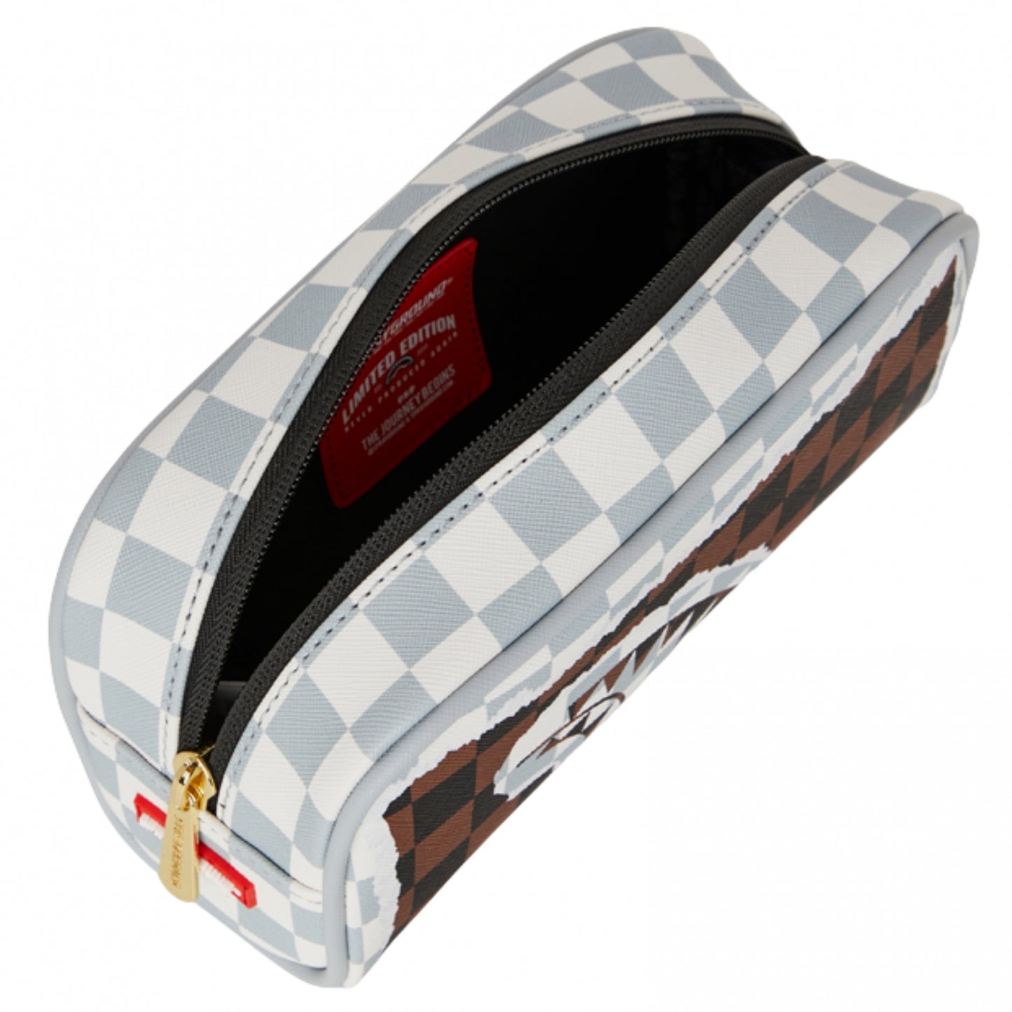 Astuccio Sprayground Cream Brown Tear Check Pouch UNICO