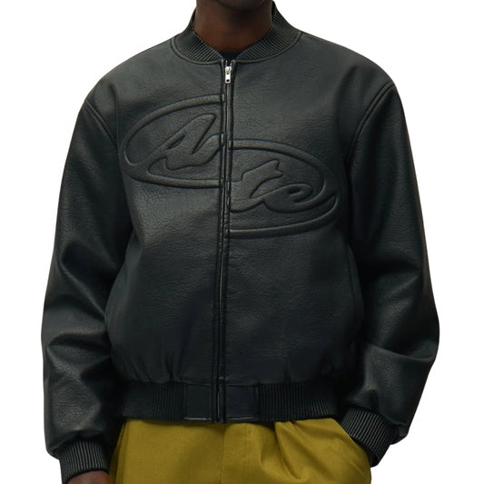 Giacca Arte Half Logo Leather Jacket NERO