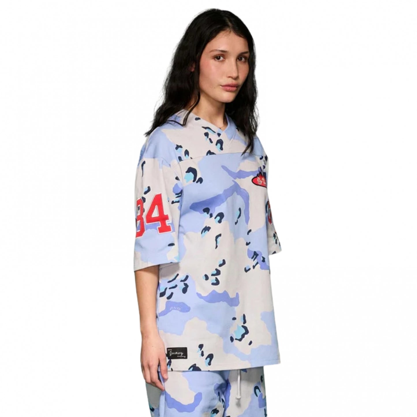 Maglietta Grimey V Neck Oversized Heavyweight Tee BLU