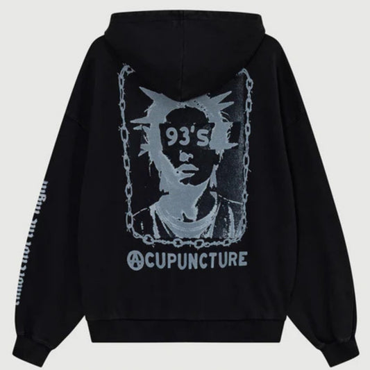 Felpa Acupuncture Punker Zip Hoodie 2 NERO