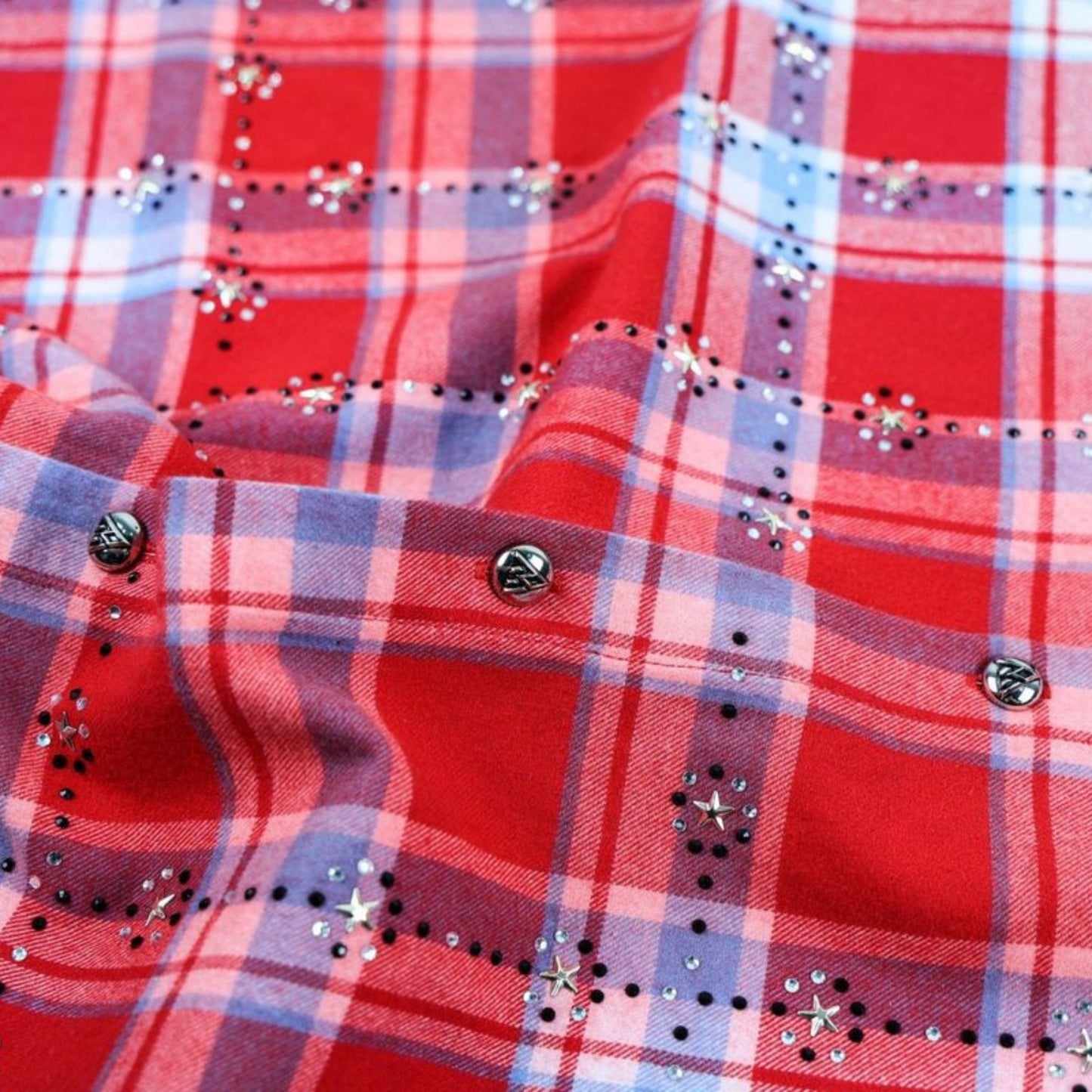 Smanicato Paper Money Rhinestone Sleeveless Flanne ROSSO