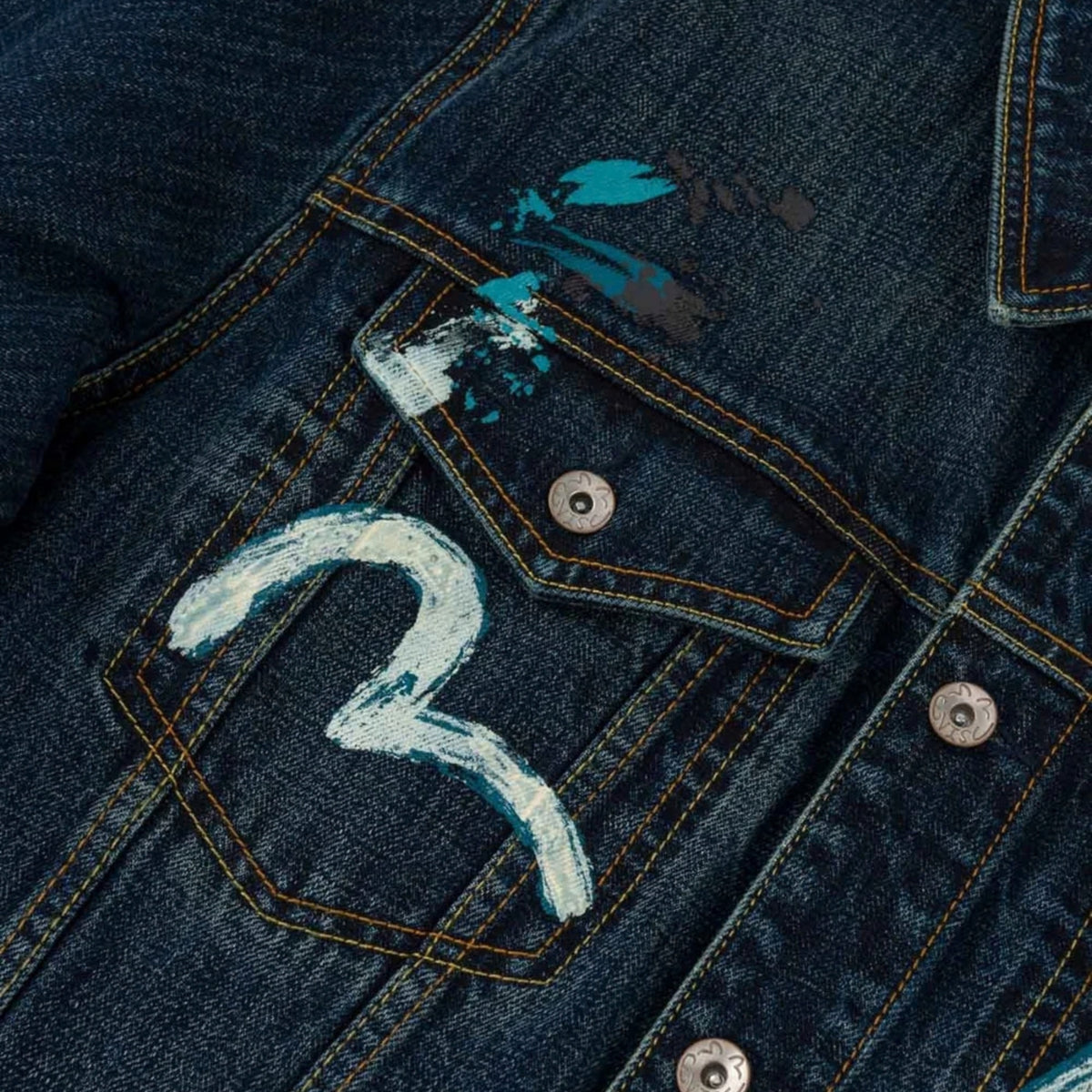 Giacca Evisu Handbrush Printed Daicock Denim Jecke UNICO