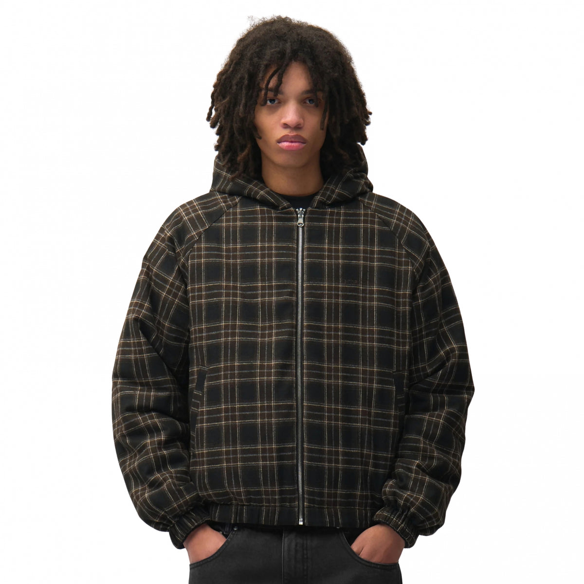 Giacca Arte Reversible Plaid Hooded Jacket NERO
