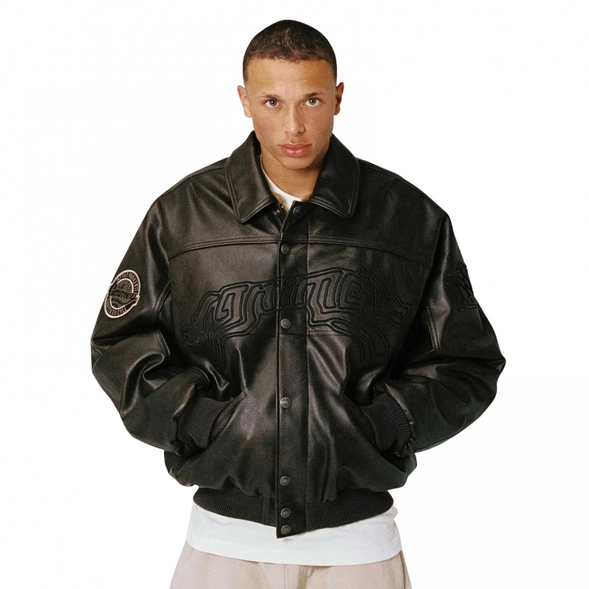 Grimey Wild One Washed PU Leather Jacket