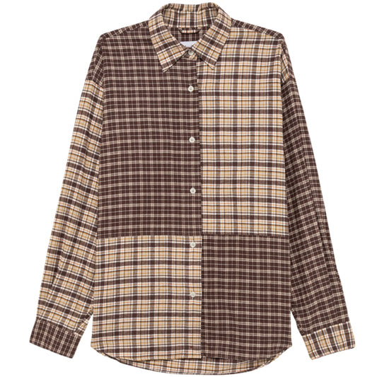 Camicia Amish Shirt Dropped Patch MARRONE