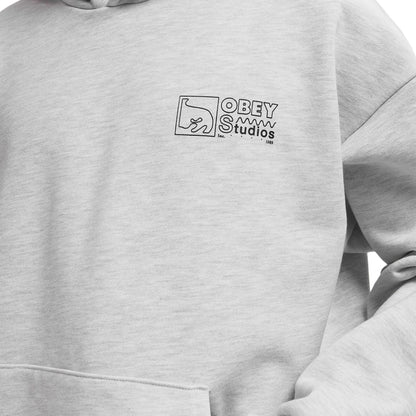 Felpa Obey Nico Extra Heavy Hood Fleece GRIGIO
