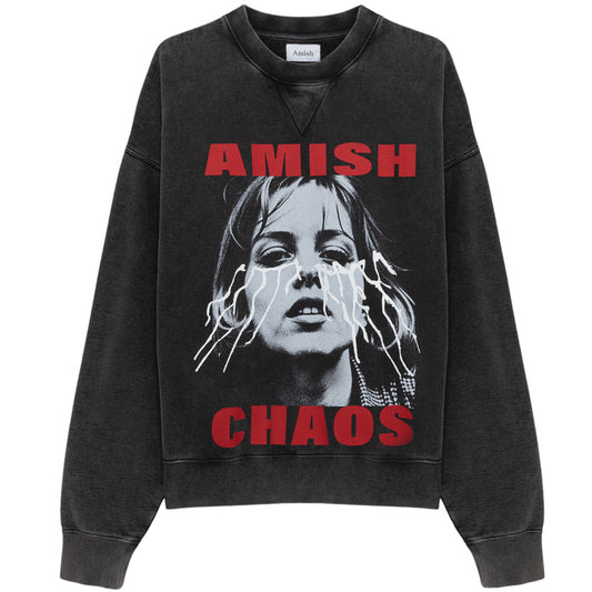 Felpa Amish Crew Sweater Caos NERO