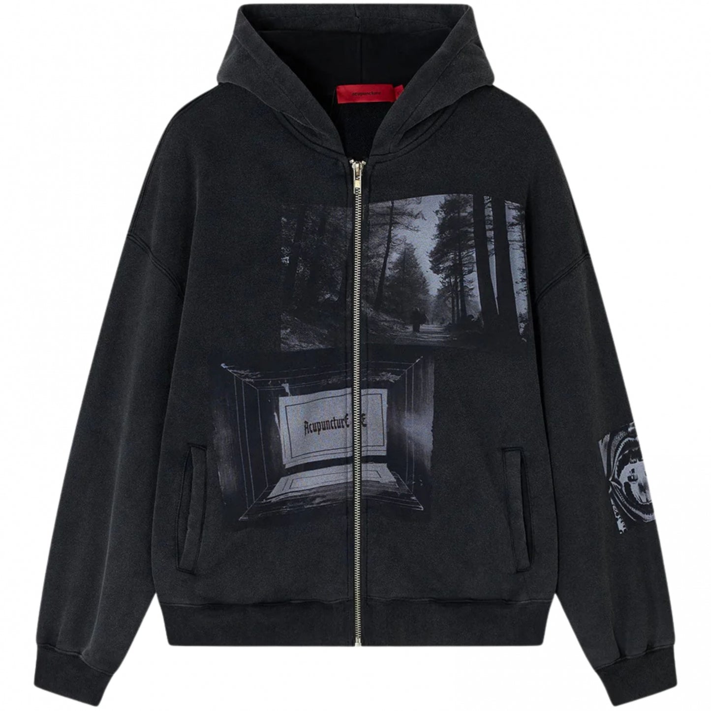 Felpa Acupuncture Punker Zip Hoodie NERO
