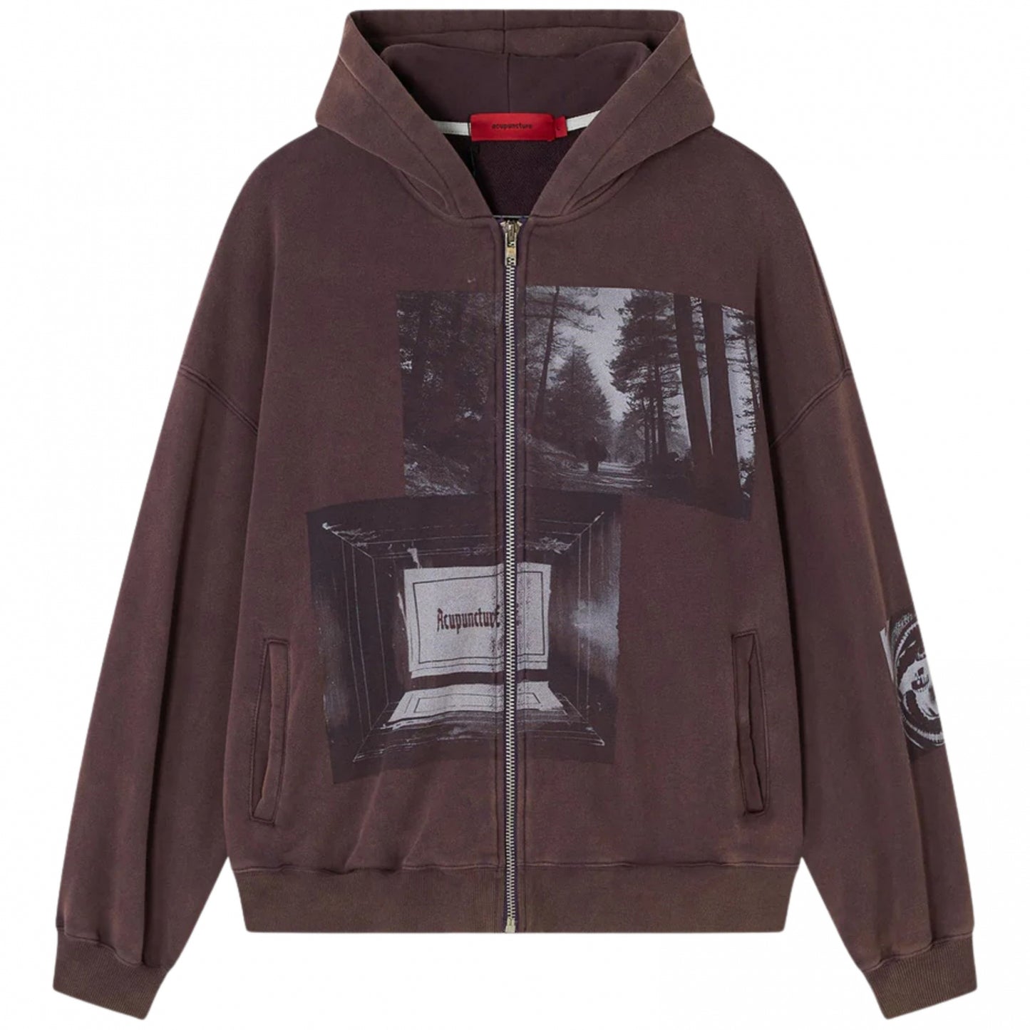 Felpa Acupuncture Punker Zip Hoodie MARRONE