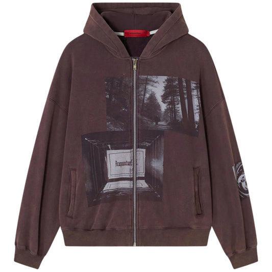 Felpa Acupuncture Punker Zip Hoodie MARRONE