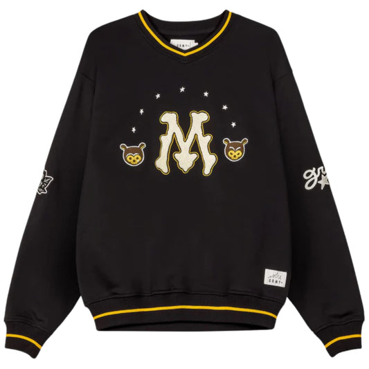 Felpa Grimey V Neck Vintage Crewneck NERO