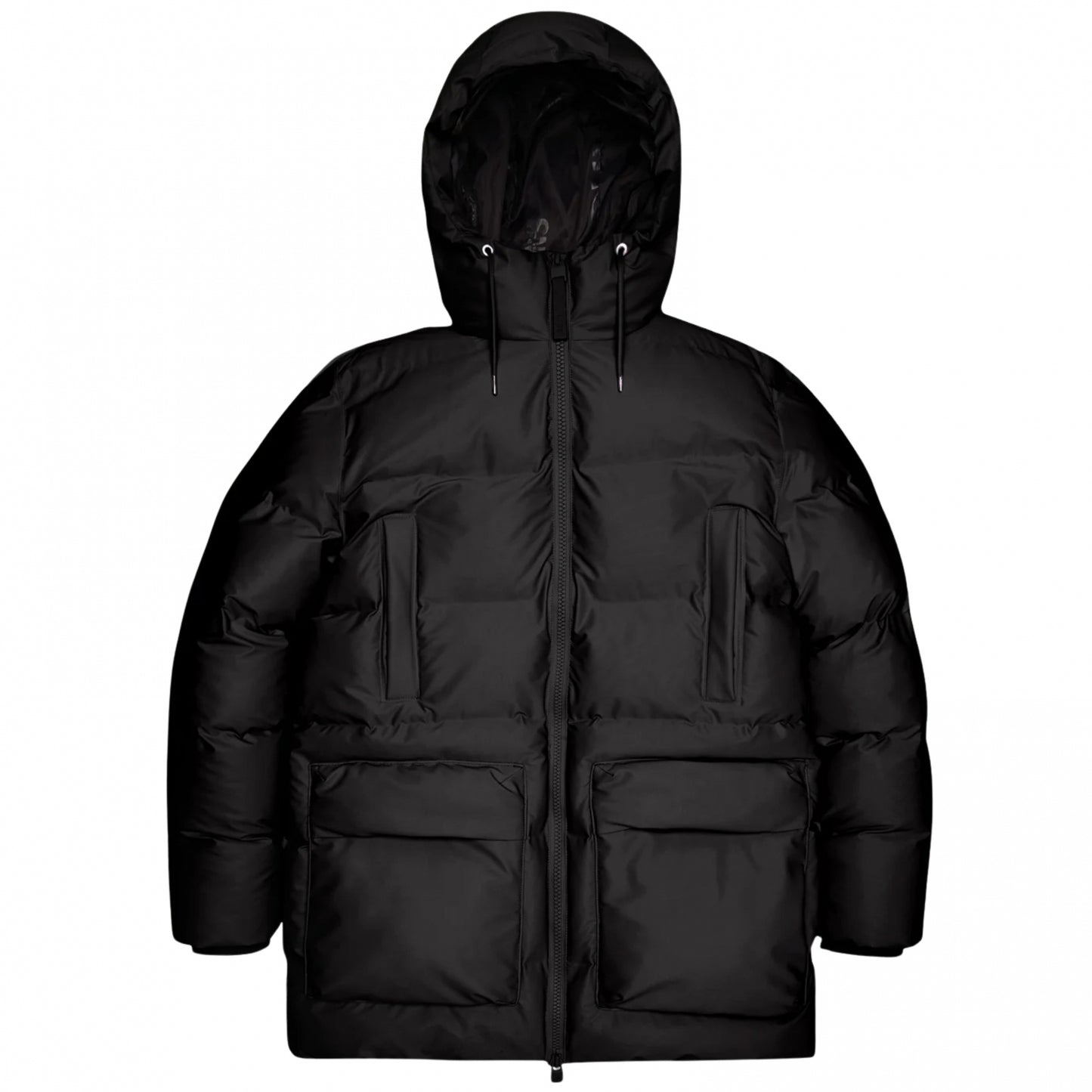 Giubbino Rains Alta Long Puffer Cargo Jacket NERO