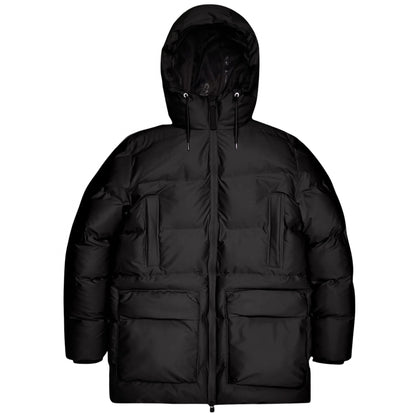 Giubbino Rains Alta Long Puffer Cargo Jacket NERO