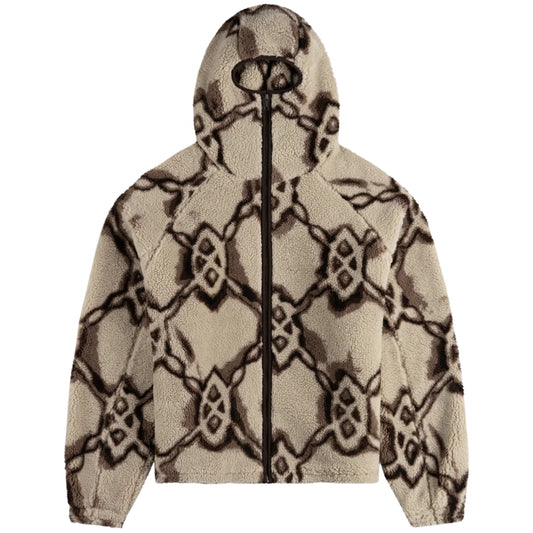 Felpa Daily Paper Burned Shield Sherpa Hoodie OFF WHITE