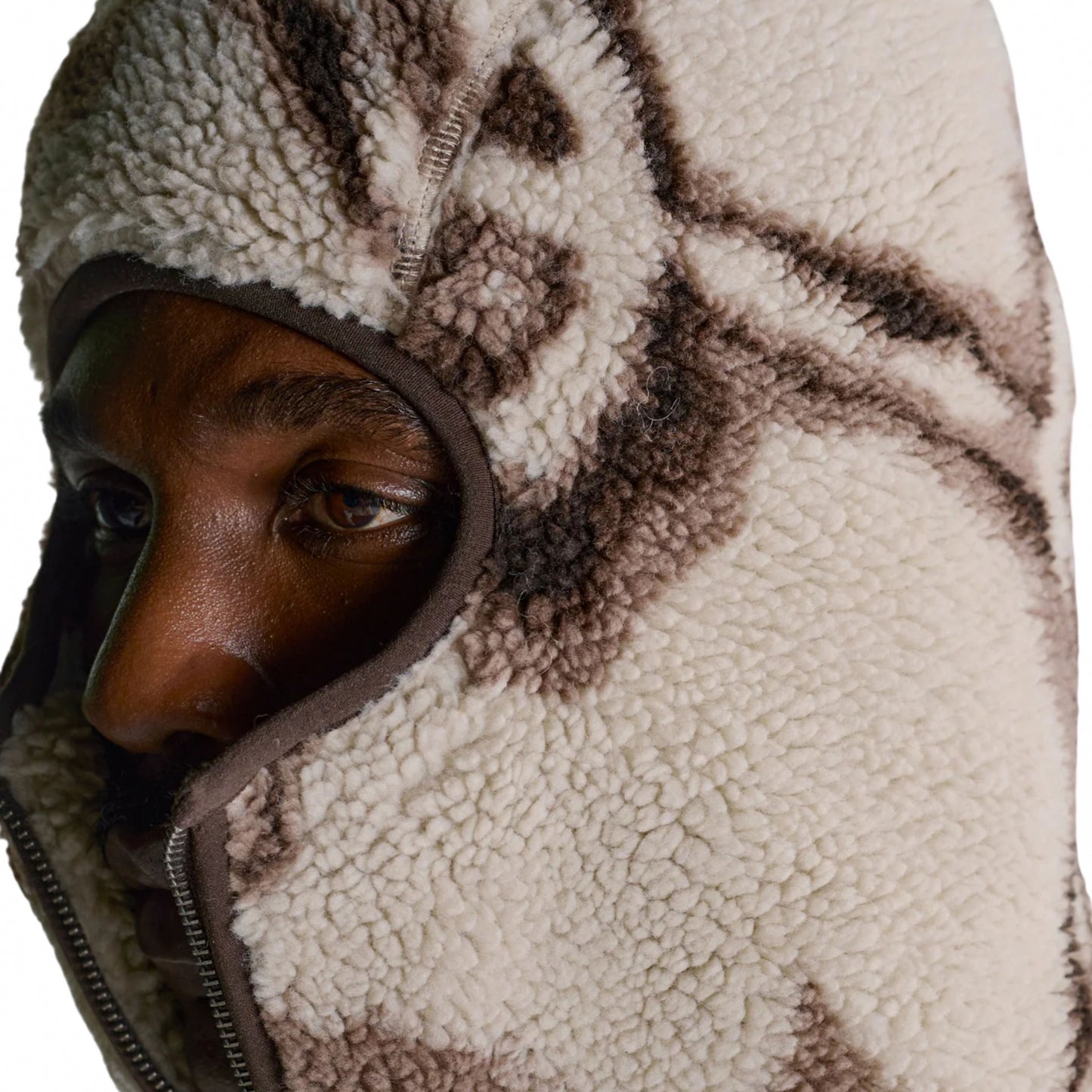 Felpa Daily Paper Burned Shield Sherpa Hoodie OFF WHITE