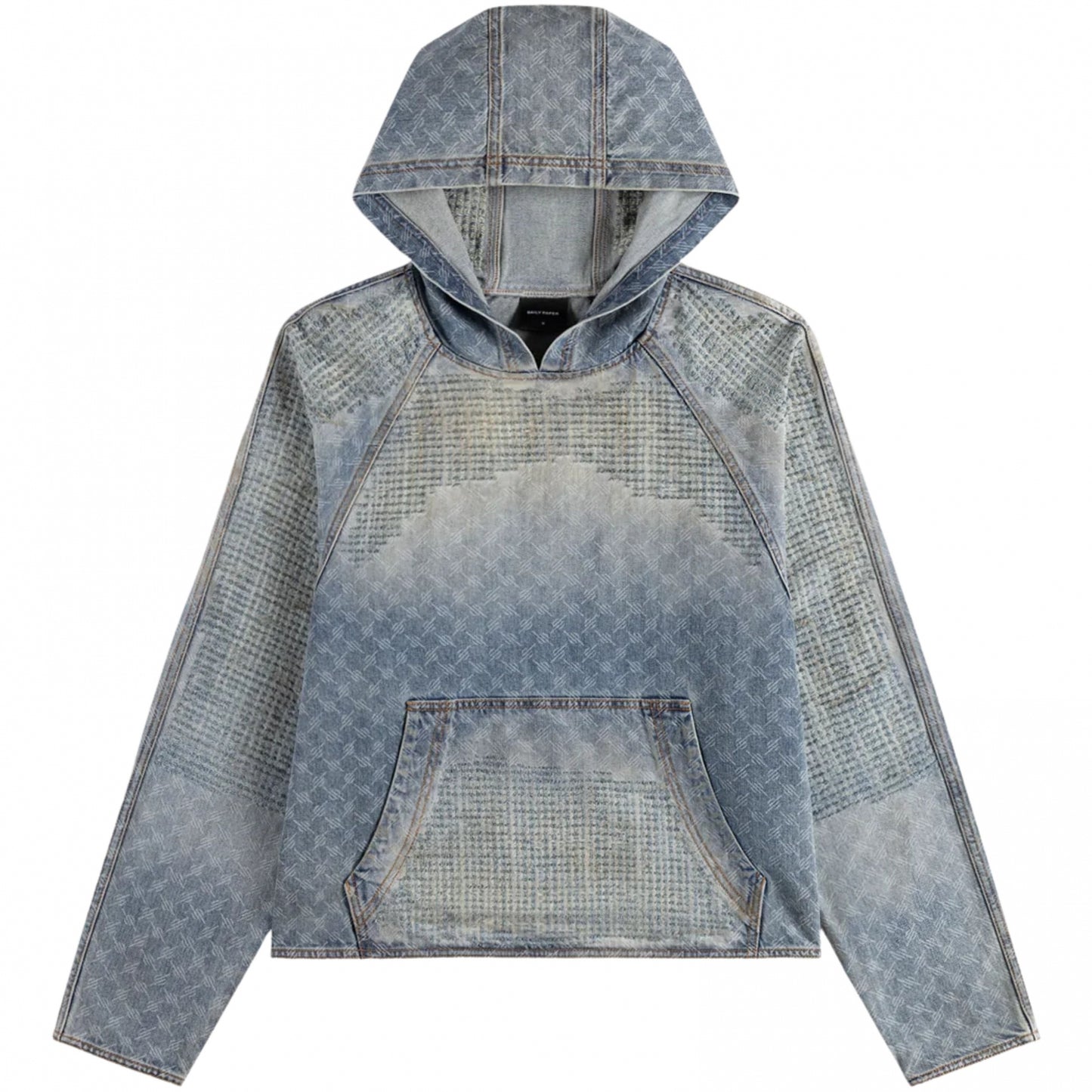 Felpa Daily Paper Destroyed Denim Hoodie BLU