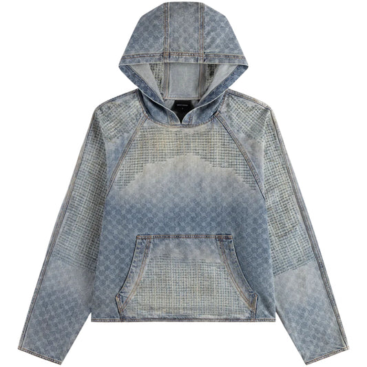 Felpa Daily Paper Destroyed Denim Hoodie BLU