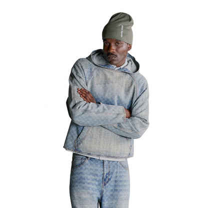Felpa Daily Paper Destroyed Denim Hoodie BLU