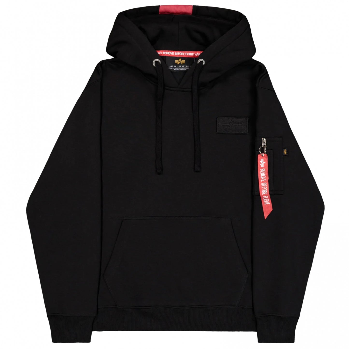 Felpa Alpha Industries Red Stripe Hoodie NERO