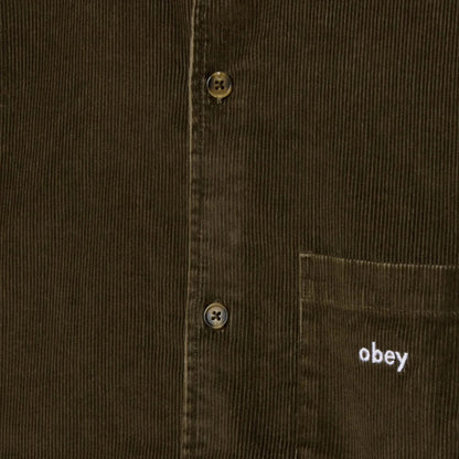 Camicia Obey Buckley Corduroy Woven VERDE OLIVA