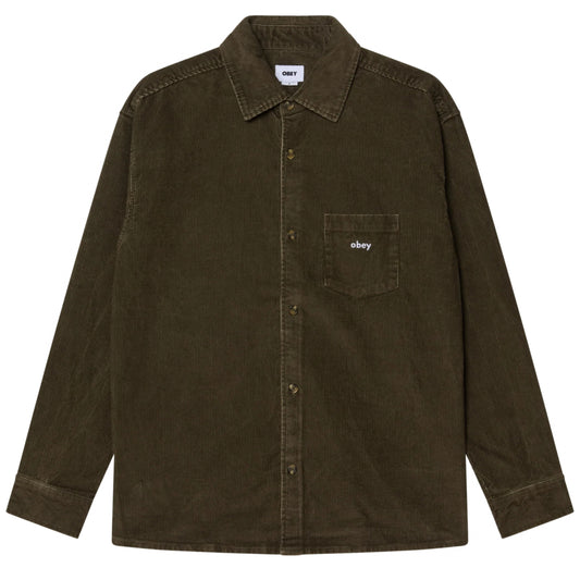 Camicia Obey Buckley Corduroy Woven VERDE OLIVA