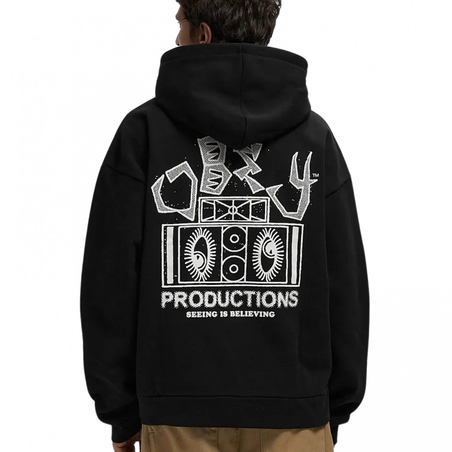 Felpa Obey Productions Extra Heavy Hood Fleece NERO