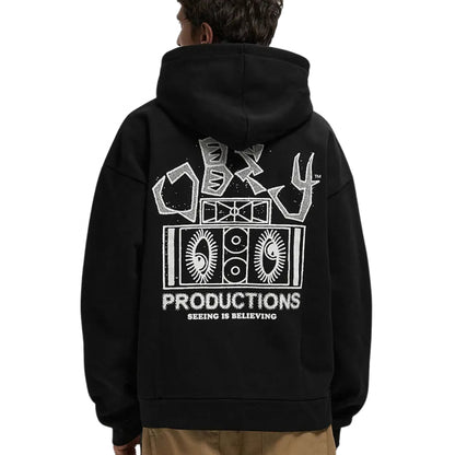 Felpa Obey Productions Extra Heavy Hood Fleece NERO