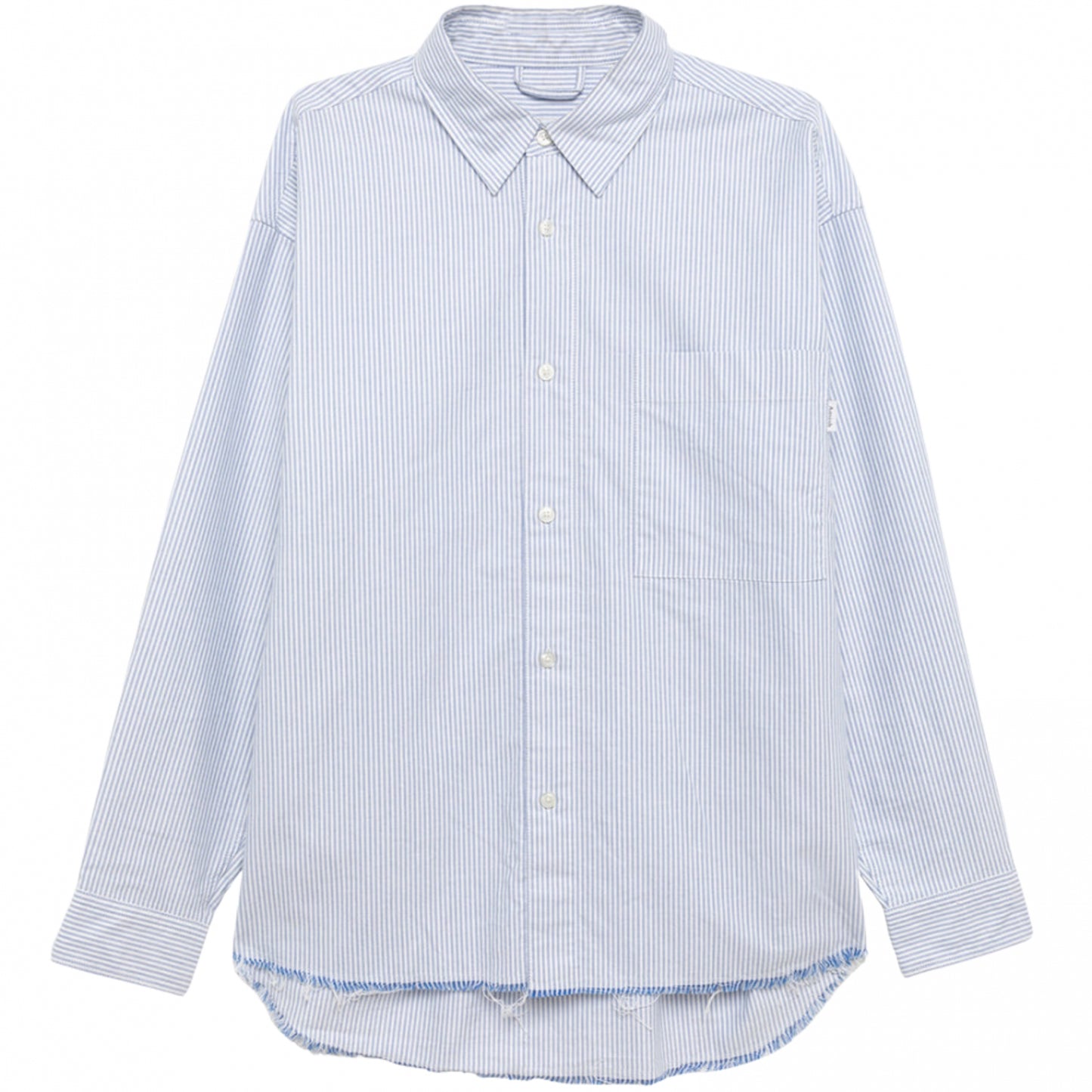 Camicia Amish Dropped Raw Edge Oxford Stripe Shirt AZZURRO
