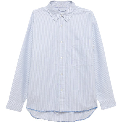 Camicia Amish Dropped Raw Edge Oxford Stripe Shirt AZZURRO