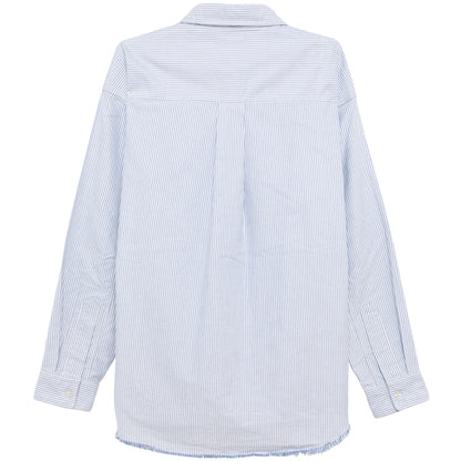 Camicia Amish Dropped Raw Edge Oxford Stripe Shirt AZZURRO