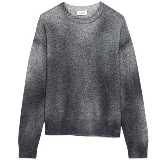 Felpa Amish Crew Neck Over Spray Texture GRIGIO