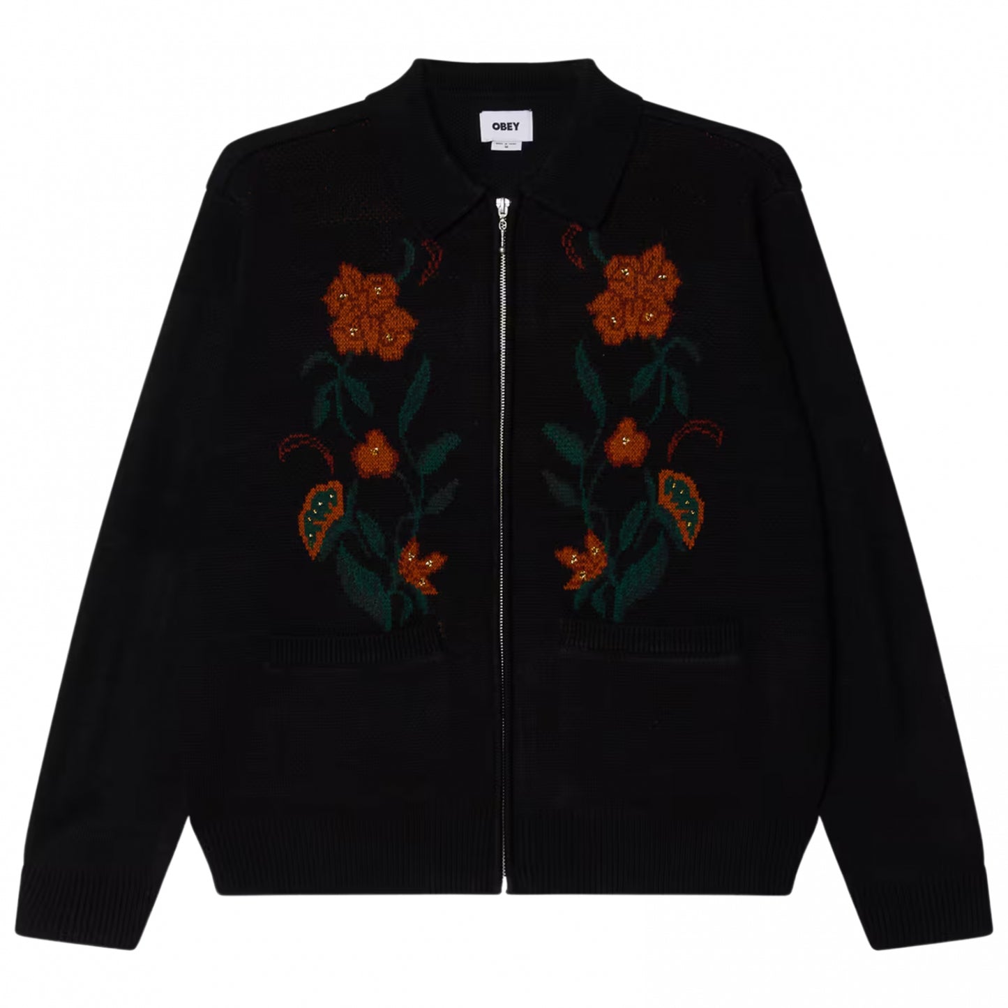 Cardigan Obey Floral Zip Cardigan NERO