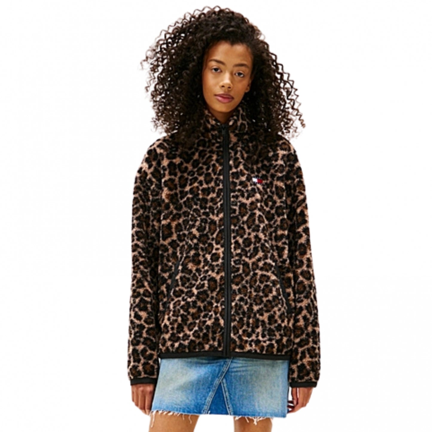 Teddy Tommy Jeans Zip Through Badge Teddy LEOPARDATO